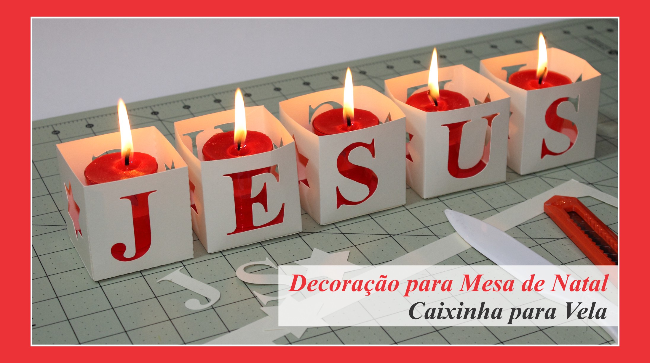 Decoração de Mesa de Natal - Caixinha com vela