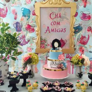 Estampas Digitais Tema Alice - Painel, relógio e quadro