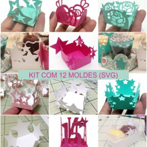 Kit com 12 moldes de forminhas de papel de scrap