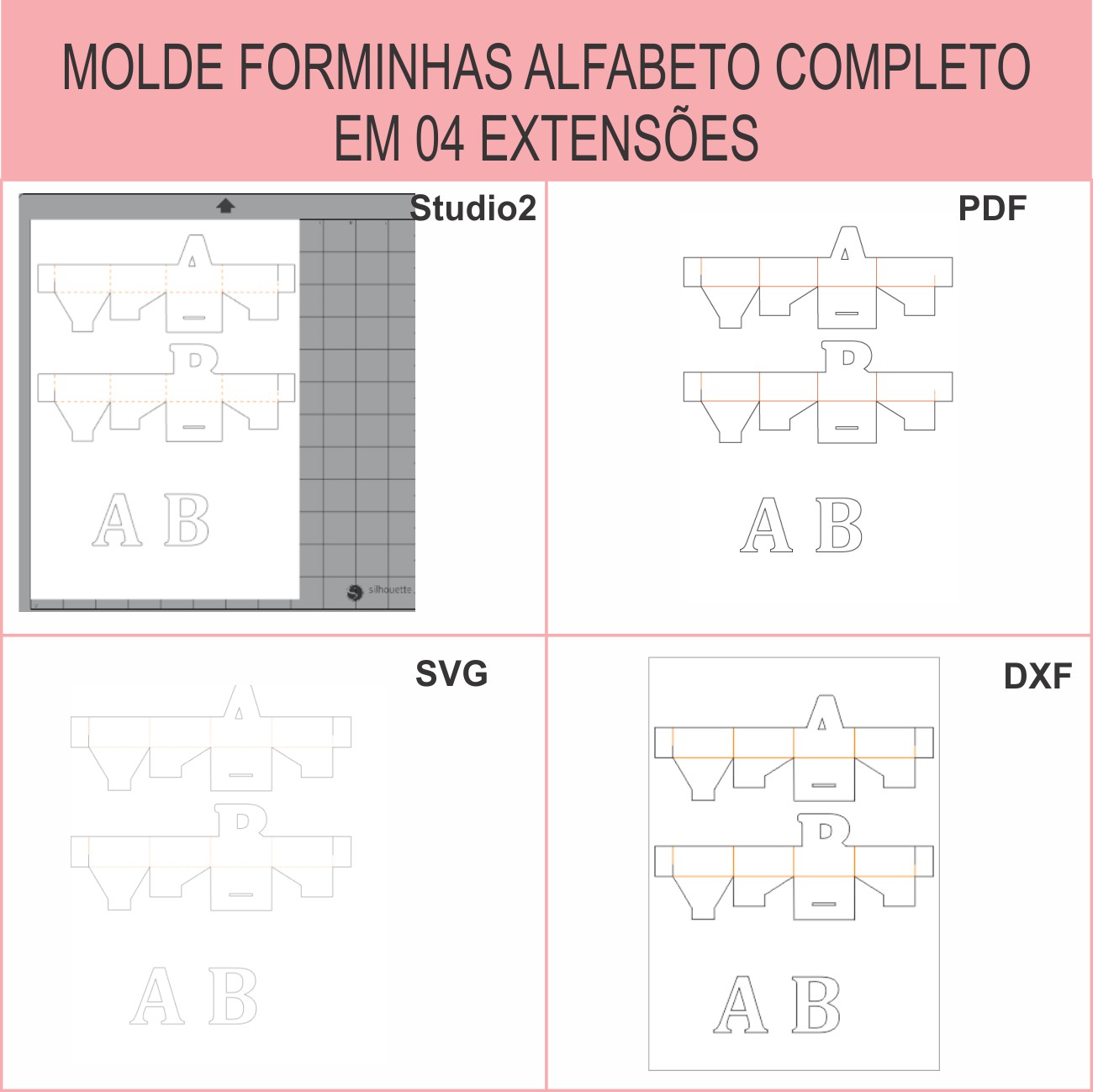 Moldes Forminhas de Doces Alfabeto Completo - Imagem 10