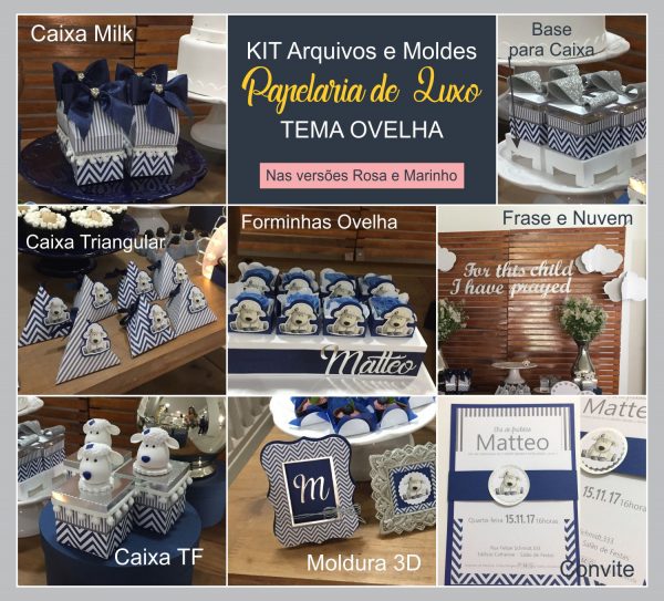 Kit Papelaria de Luxo - Tema Ovelha