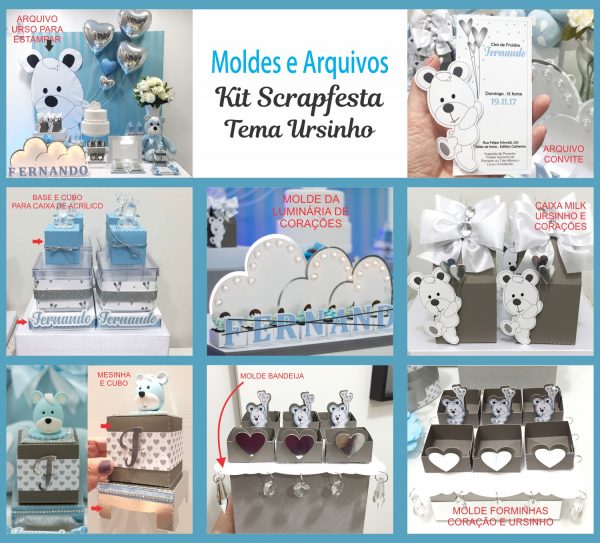 Kit Moldes Scrapfesta Tema Ursinho