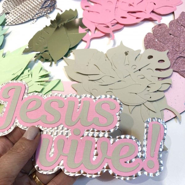 Molde Grátis - Guirlanda de Natal - Folhas+Texto Jesus Vive!