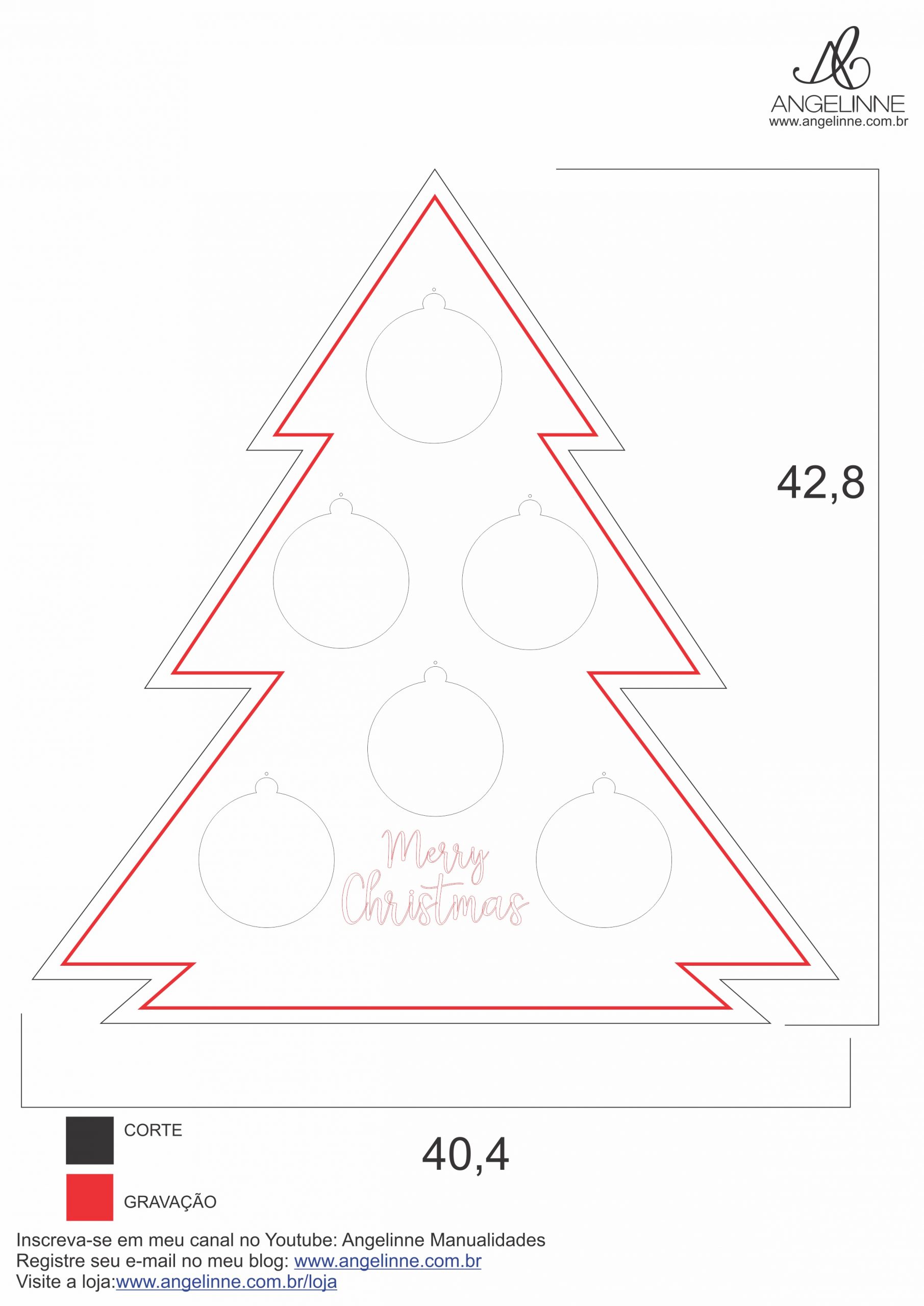 Molde Árvore de Natal para Esferas de acrílico com 6,5 cm - Angelinne